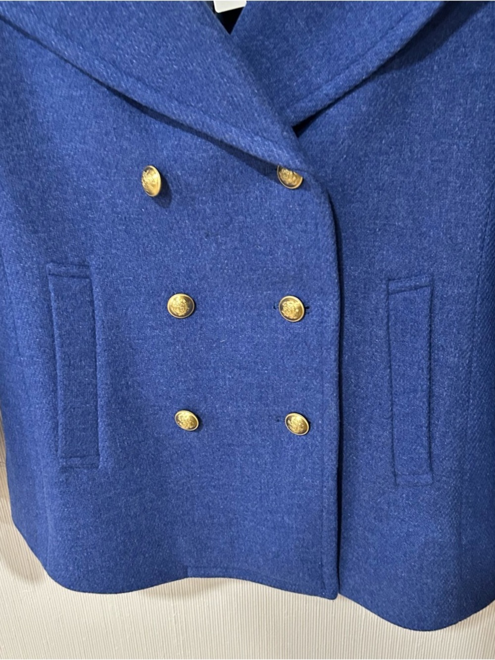 J.Crew women’s double breasted cobalt blue wool peacoat in size 14 nello gori - Picture 5 of 14